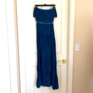 Strapless maxi dress super soft, washed Jean look